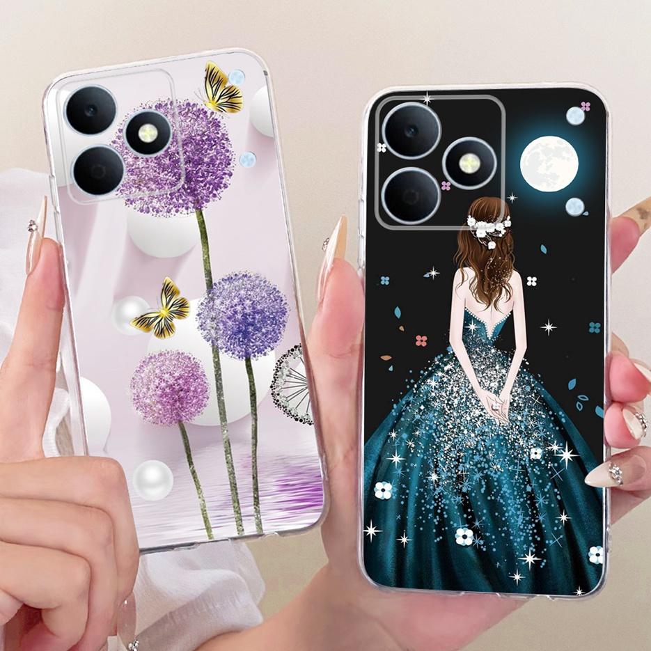 Чехол для Realme Note 80 4G RMX5388 Милый Кот Цветы Рисованный Чехол Мягкий Силиконовый Чехол Для Realme Note 80 Note80 Задняя Крышка Fundas