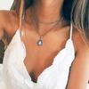 Vintage Waterdrop Shaped Opal Pendant Double Layer Necklace Choker Women Jewelry