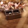 1 шт. держатель для сережек и колец для свадебного предложения, мягкая подкладка, двойной слот, ореховое дерево, романтическая коробка для колец, подарочный дисплей, упаковка, чехол
