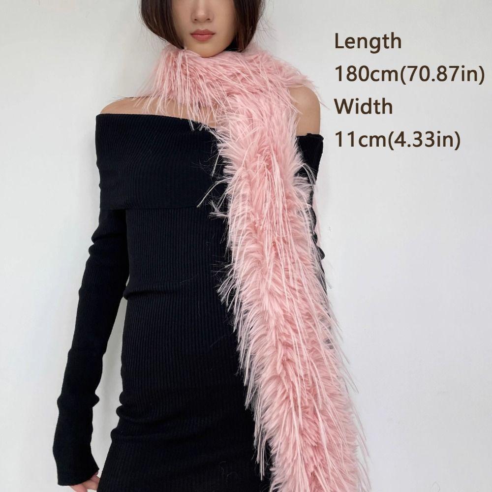 180cm Y2K Girl Scarf Party Ladies Tassels Scarves Fashionable Plush Long Strip Scarf Outdoor