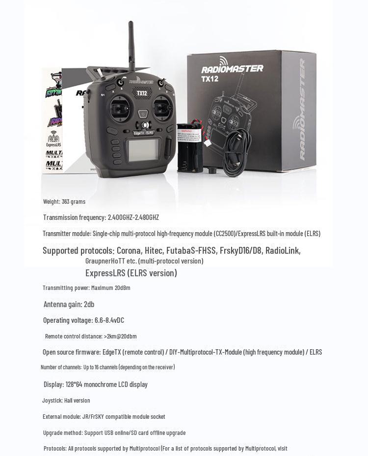 Radiomaster TX12 Холл-эффект джойстик для радиоуправляемых дронов с поддержкой FPV и EDGETX ELRS