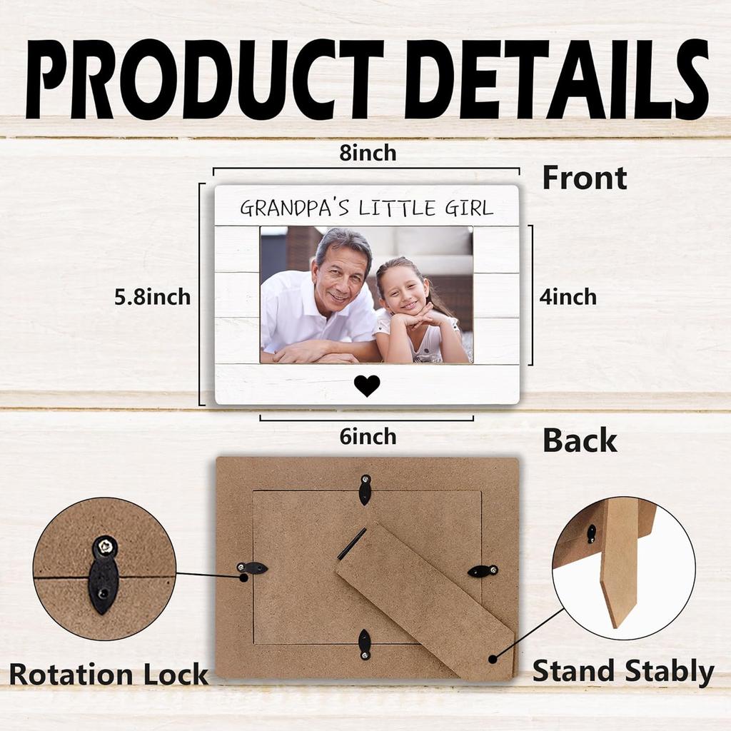 Grandpa Picture Frame, Gifts for Grandpa from Granddaughter, Grandpa Gifts, Grandpa Grandchild Photo Frame 4x6, Grandpas Little Girl Wooden Photo