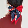 Ribbon Headband Christmas Silk Scarf Printed New Year Scarf Retro Long Scarf  Women