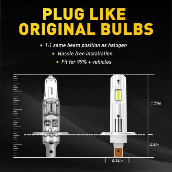 AUXITO H1 LED Headlight Kit Bulbs High Low Beam Super White 20000LM Combo USEOA