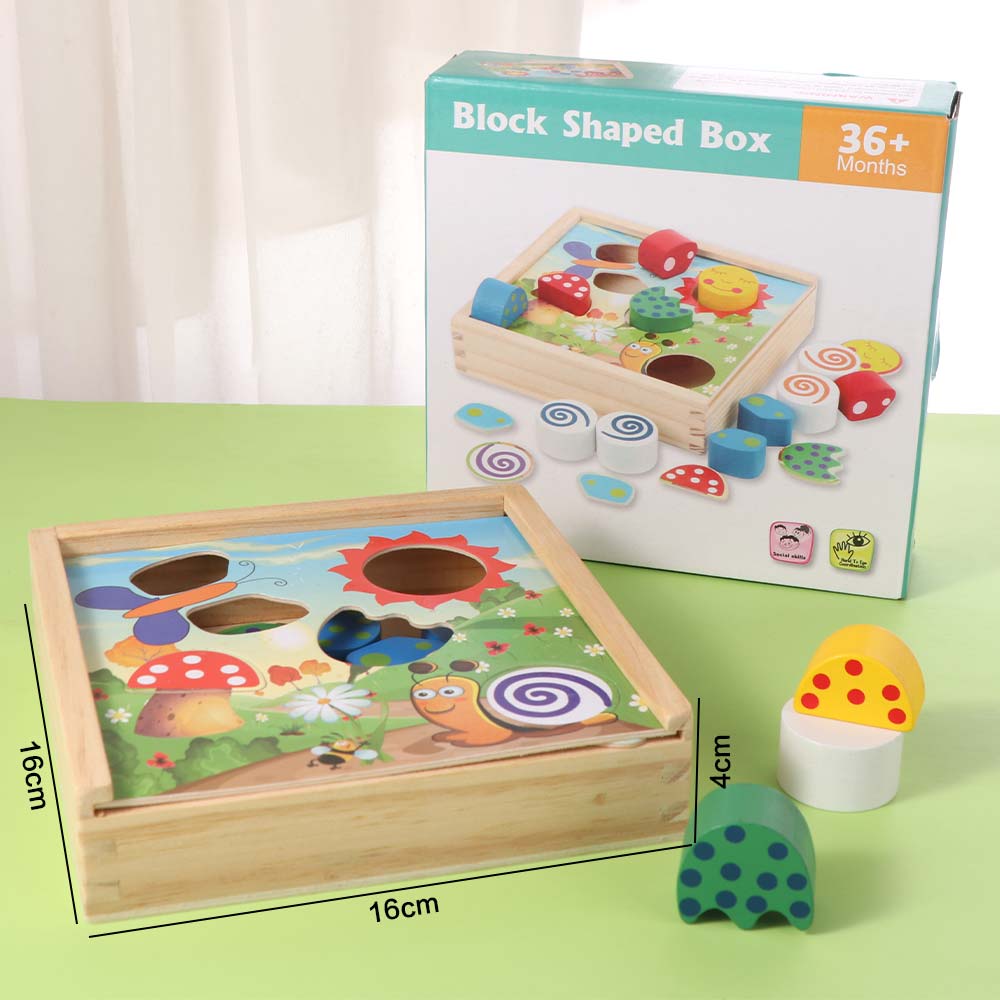 Shape Wooden Montessori Toys Jigsaw Colorful Matching Blocks Color Shape Sorting Box Teaching Aids