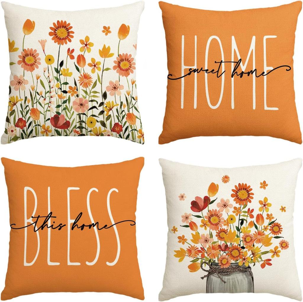 Подушка на День Благодарения с тыквой, Наволочка, Осенний растительный цветочный принт, Наволочка для дома, гостиной, дивана