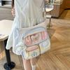 Contrast Color Student Shoulder Bag Girl's Large Capacity Crossbody Tote Bag