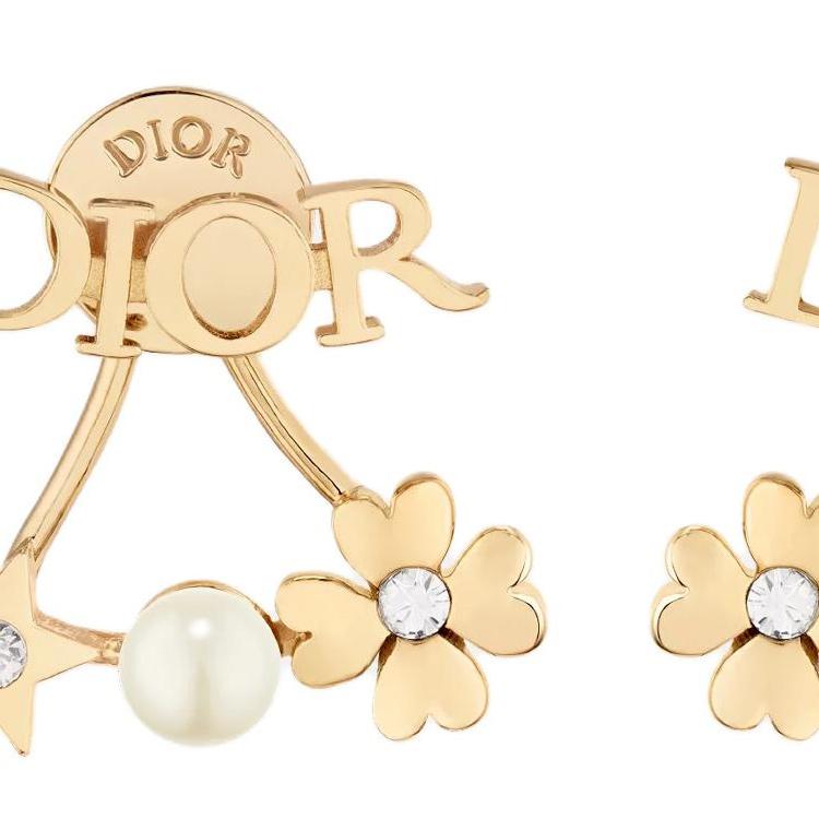 Dior Logo Design Imitation Crystal Earrings Unisex earrings Gold E3916WOMCY-D03S