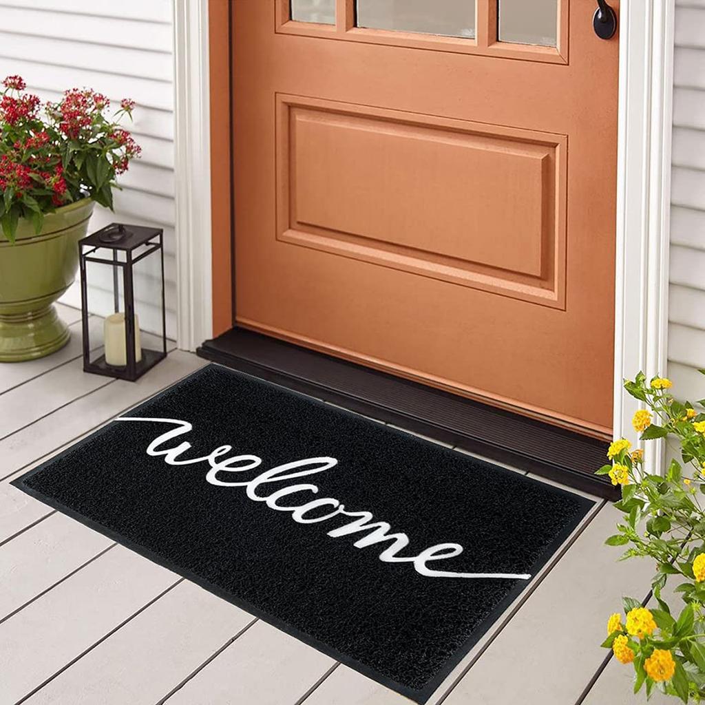 PVC Door Mat, Love Home Front, Foot Pad, Home Garden Decoration, Outdoor Carpet, Black and Gray, Rectangle Floor,Mall Hotel