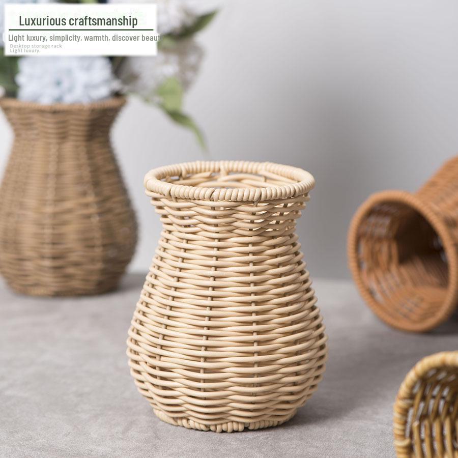 Ваза из ротанга, плетеная вручную: Креативное украшение для гостиной, кабинета, сухоцветы и поделки