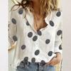 Женские футболки, топы, повседневные льняные рубашки с длинными рукавами и принтом в горошек для женщин, блузка