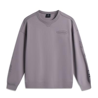 Li Ning Wade Series Simple Letter Versatile Round Neck Drop Shoulder Loose Pullover Sweatshirt Men Sweatshirt AWDV257-7