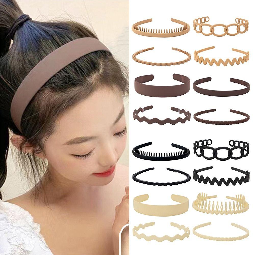 8Pcs Unisex Wavy Non-slip Hair Hoop Set Combing Hairbands Set Head Hoop Teeth Head Bands