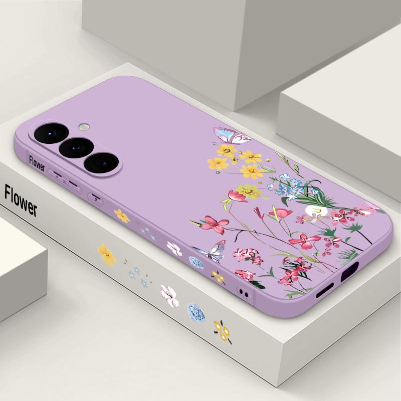 Мягкий ТПУ чехол для Samsung Galaxy S24 S23 S25 FE S25 S22 Ultra A17 A56 A16 A55 A25 A15 A36 A35 A54 5G с рисунком мелких цветов