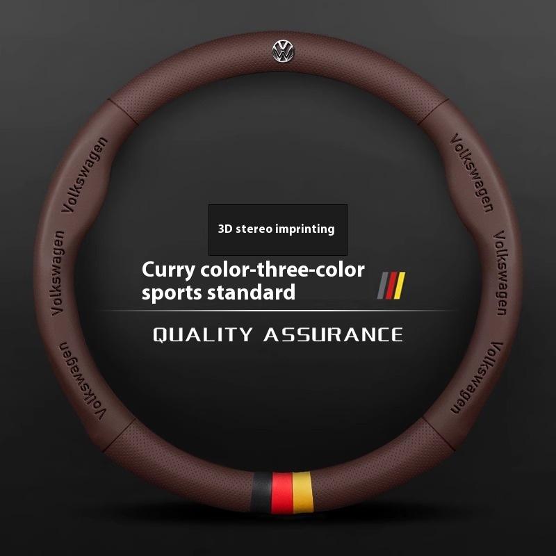 Car AntiSlip Leather Steering Wheel Cover For Volkswagen Magotan Passat Golf GTI Tiguan Touareg Polo Arteon Beetle T-ROC T-Cross