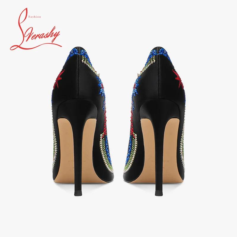 Embroidered High Heels, Women's New Slim Heel, Niche Design, Mandarin Duck Shoes, Rhinestone Pointed Dress, Banquet Single Shoes