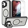 Protective Case for iPhone 16 Plus - BOOLING - Black - Magnetic Ring - 2 Tempered Glasses