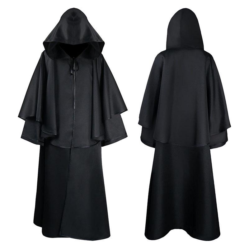 Medieval Wizard Costume Cape: Hooded Cloak for Halloween or Opera