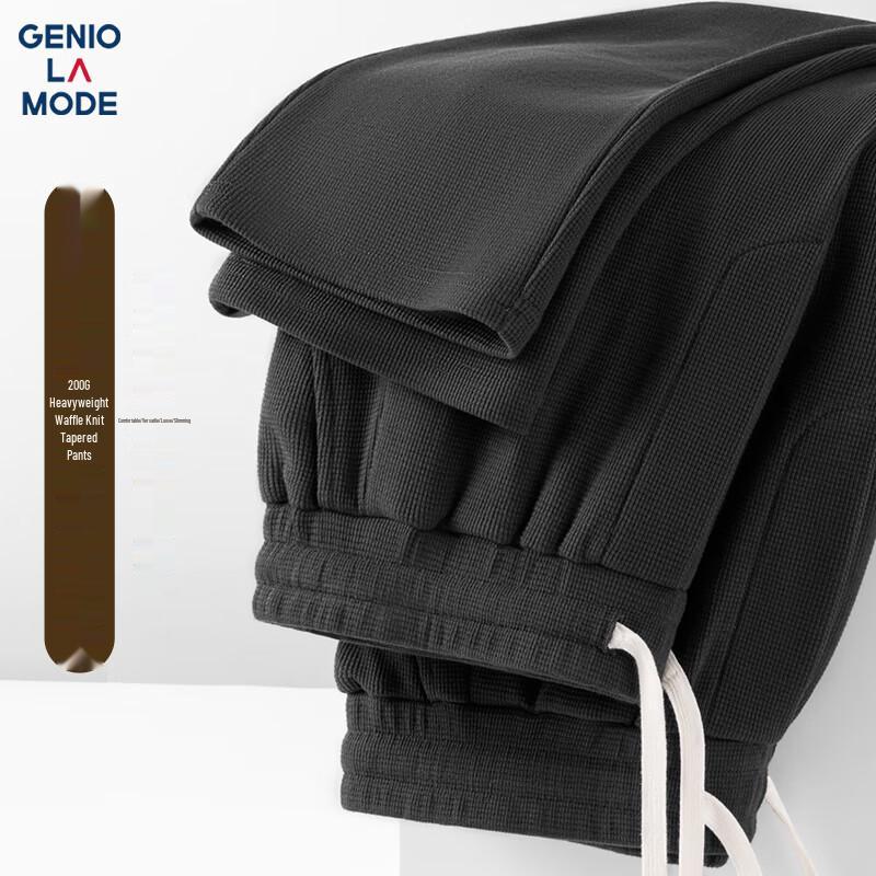GENIOLAMODE Мужские повседневные брюки прямого кроя из вафельного трикотажа большой плотности
