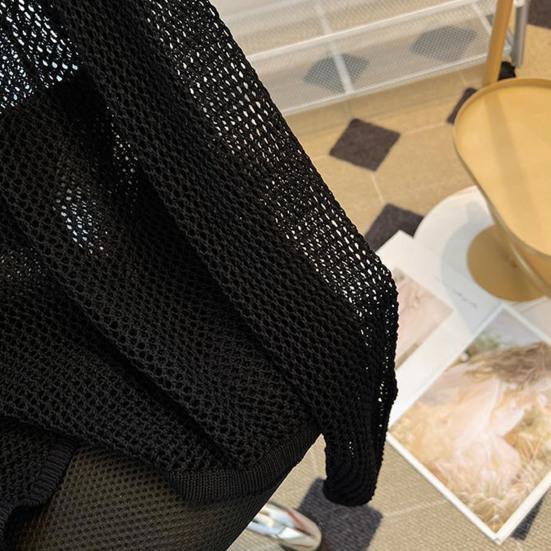 Женские топы-накидки с V-образным вырезом, воротником на бретелях, длинным рукавом, летние солнцезащитные топы, однотонная рубашка с ажурным дизайном, непромокаемая рубашка