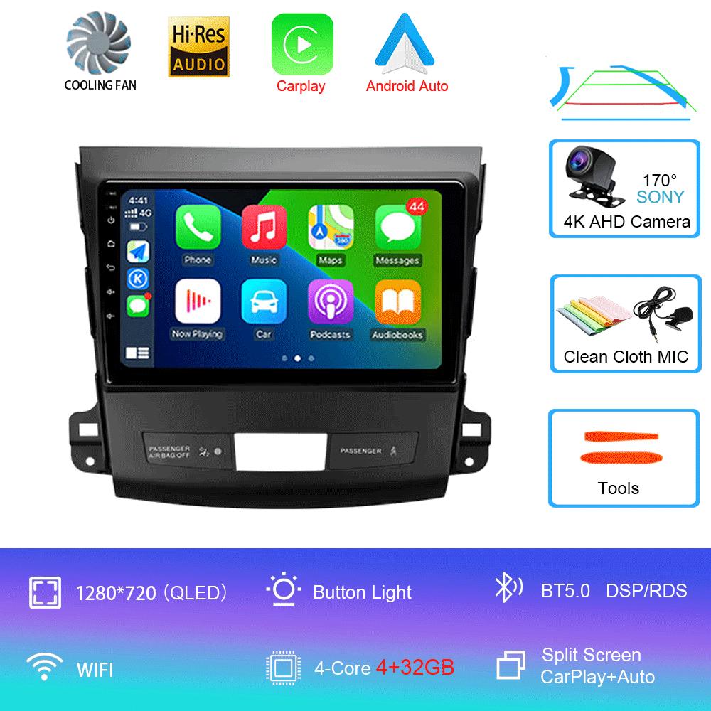 Автомобильное радио Android 14 Carplay для Mitsubishi Outlander 2006-2011 Peugeot 4007 Citroen C-Crosser GPS мультимедийный плеер стерео 2din