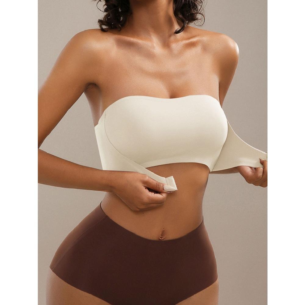 Бюстгальтер без бретелек для женщин с застежкой спереди, бесшовный бюстгальтер Push Up Tube Top, женское нижнее белье