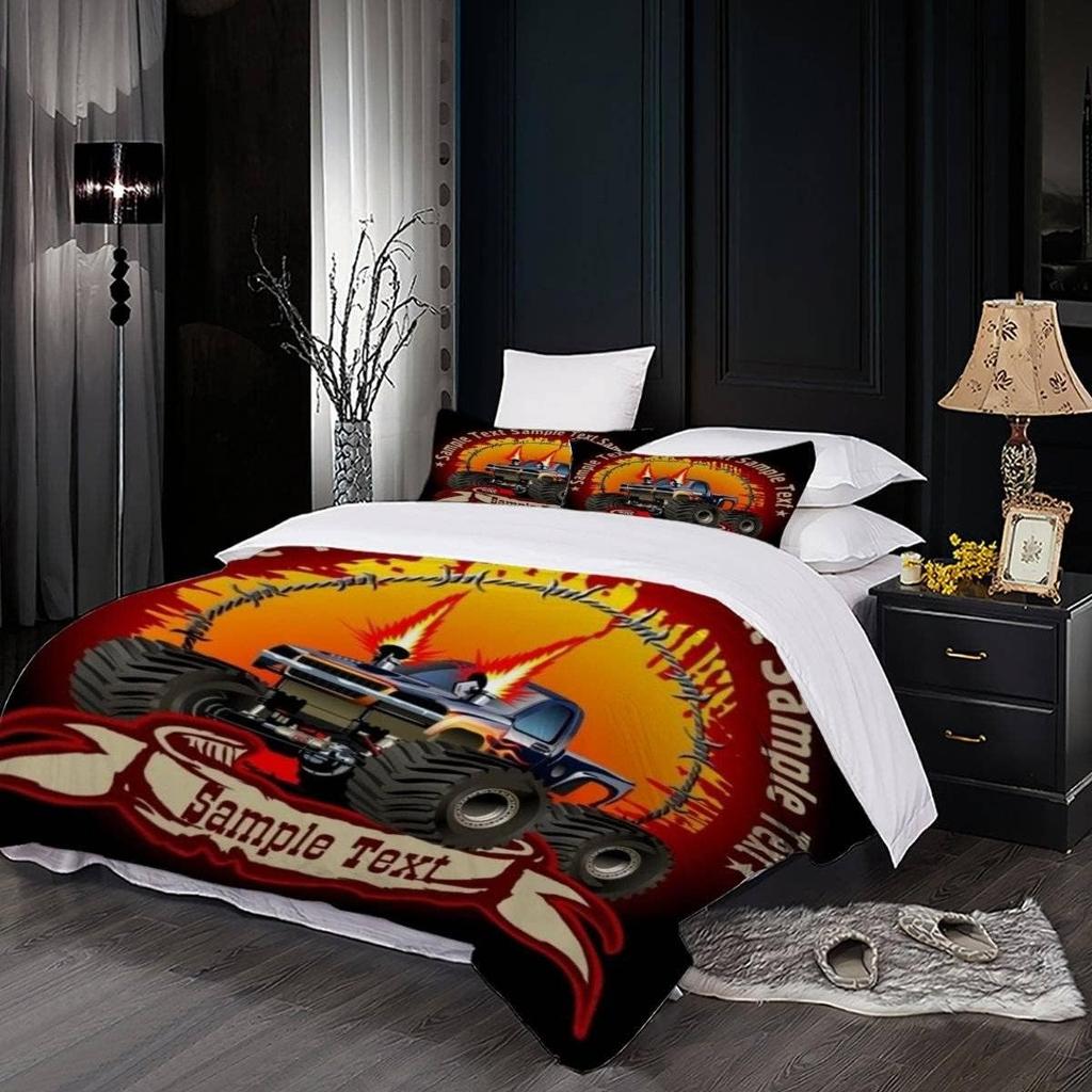 Постельное белье на гоночную тематику с 3D-принтом мультяшного монстр-трака, мягкое пуховое антиаллергенное пуховое пододеяльник, комплект постельного белья для взрослых, подростковое