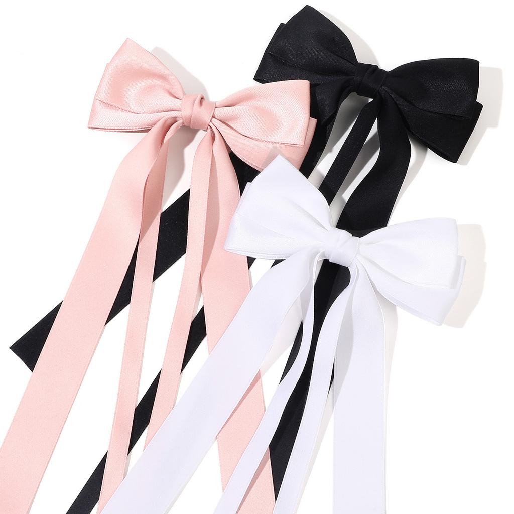 Korea Elegant Long Ribbon Bow Hairpins Women Girls Hair Clip Bobby Pin Bowknot Barrettes Accessories Hairclip Headdress Headwear