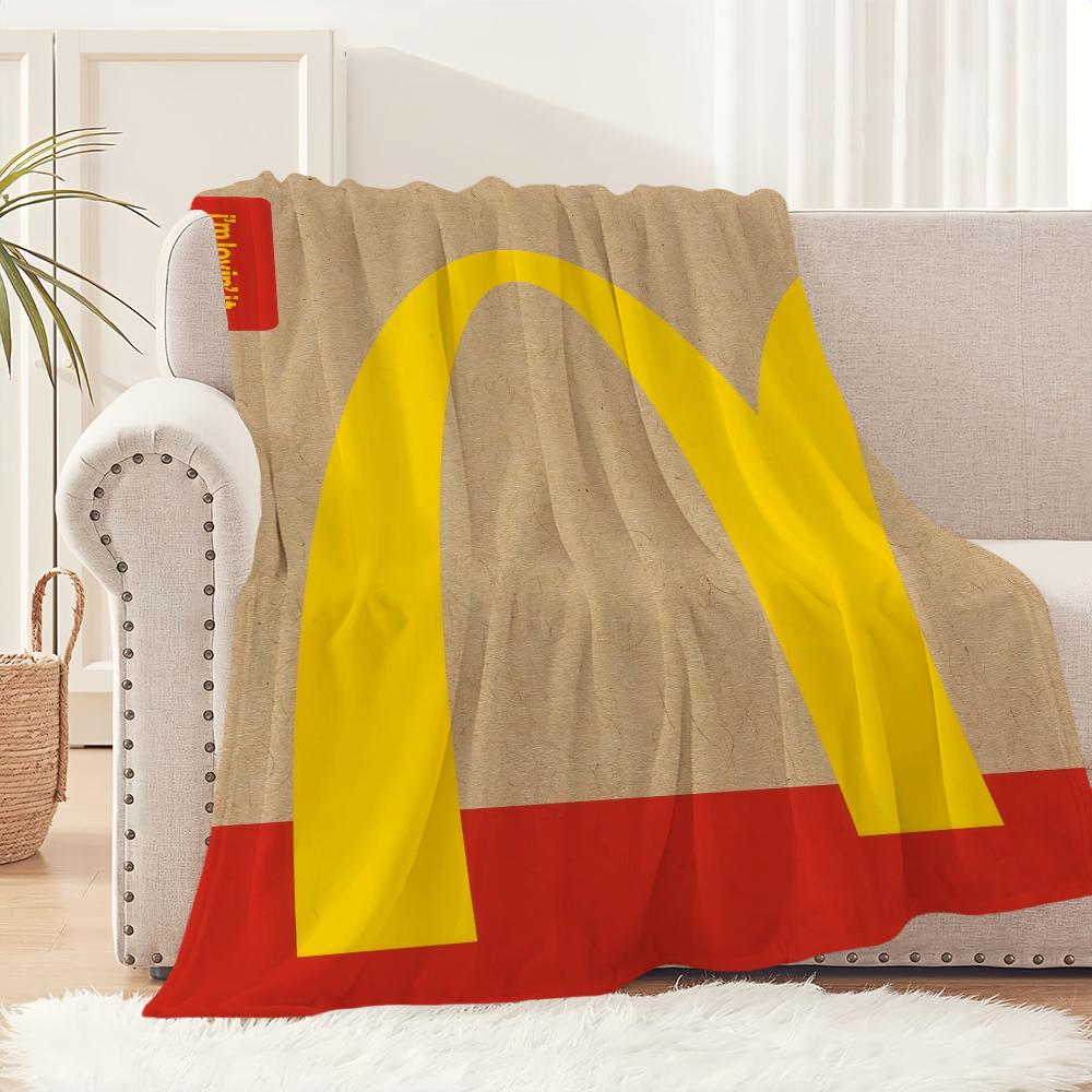 Модная милая плед с логотипом M-Mcdonalds, смешной, плюшевый, для сна, дивана, коврик для гостиной, офиса, спальни, подарок на день рождения, для дома, путешествий, детям