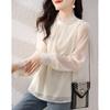 Spring French Elegant Lace Shirt with Sweet Long Sleeves