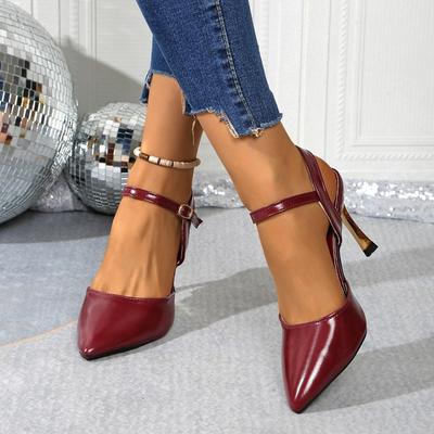 Модные женские летние сандалии с обвязкой вокруг головы, модные остроносые, с неглубоким вырезом, металлической пряжкой, противоскользящие, износостойкие, на высоком каблуке