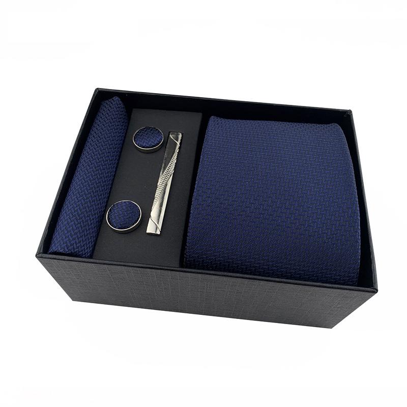 Подарочный набор мужских черных деловых галстуков: Полосатые и однотонные галстуки, нагрудный платок, зажим для галстука