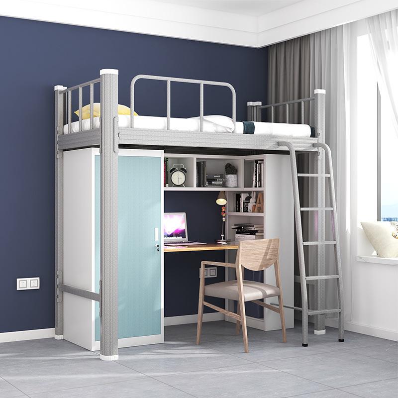 University Loft Bed with Desk & Bookshelf: High Sleeper Bunk Bed for Students