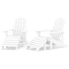 VidaXL Adirondack Garden Chairs 2 Pcs with Footrests HDPE White