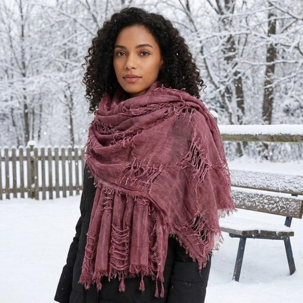 Solid Color Cotton Linen Neckerchie Breathable Neck Warmer Casual Women Scarf College