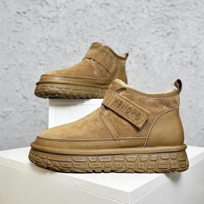 Женские замшевые ботинки на платформе и лодыжке, зимние ботинки на плоской подошве из плюшевого хлопка, тренд зимы 2025 года, повседневная теплая обувь, нескользящая обувь для ходьбы, женские ботинки