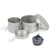 Titanium Cooker Deep 4 Piece Set Cookware Camping Outdoor Climbing Disaster Prevention [Belmont] BM-094 (with Case)
