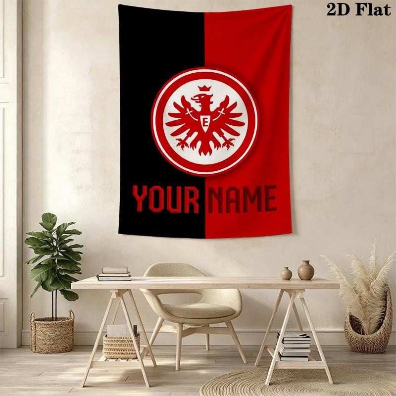 Custom Name Eintracht Frankfurt Wall Tapestry Aesthetic Wall Hanging Printed Fabric Blanket Decorative Tapestries for Bedroom Living Room Home Decor