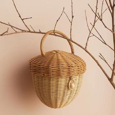Плетеная корзина из ротанга в форме желудя, переносная сумка для хранения, корзина для пикника, органайзер для всякой всячины, реквизит для фотосъемки