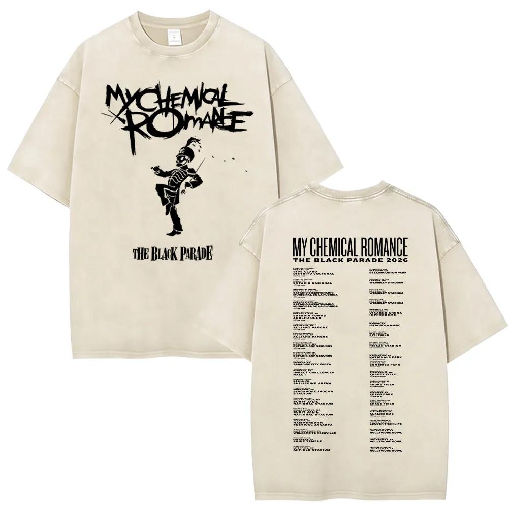 The Black Parade 2026 Tour Merch Vintage Washed T-shirts Punk Rock Band My Chemical Romance T-shirt Fan Gifts Men Women T Shirts8
