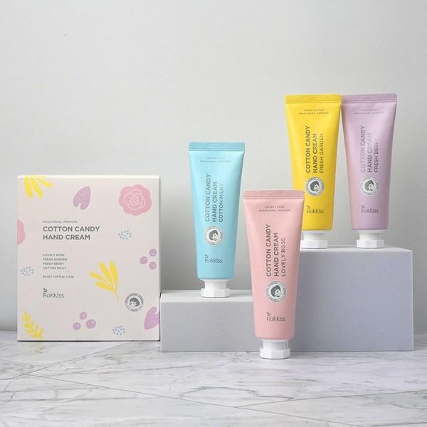 Крем для рук Rockies Cotton Candy Lovely Rose 50 г + Fresh Garden 50 г + Fresh Berry 50 г + Cotton Milky 50 г, 1 комплект