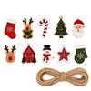 Wooden Christmas Hanging Ornaments Set of 10 Rustic Village Style Pendants for Tree and Winter Home