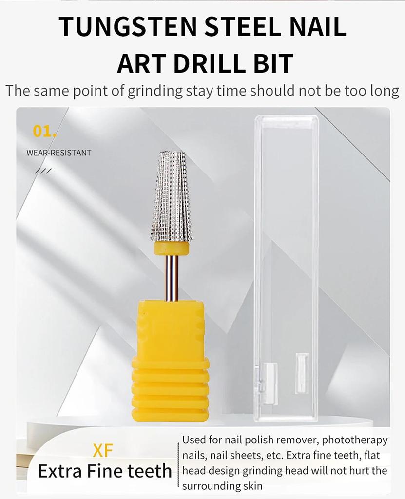 5-in-1 Tungsten Steel Nail Drill Bits with Serrated Tip – Ideal Accessories for Electric Manicure Drills Nail Files