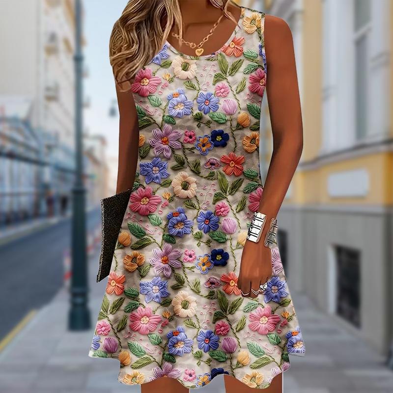 Женское платье из двух частей с имитацией розы и красивым принтом бабочек, без рукавов, с круглым вырезом, свободное, мягкое и удобное, большого размера