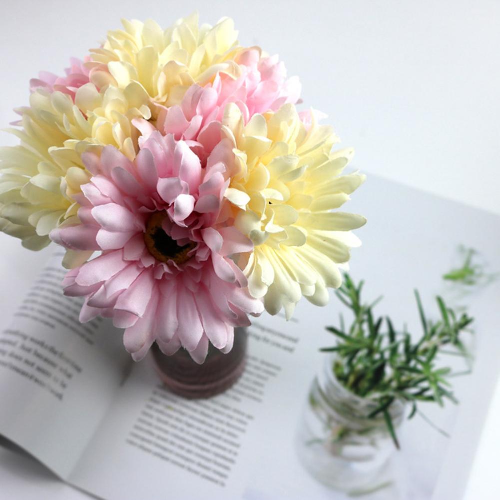 6pcs/bundle Artificial  Flowers Diy Gerbera Simulation Bouquet Home Wedding Decor Accessories