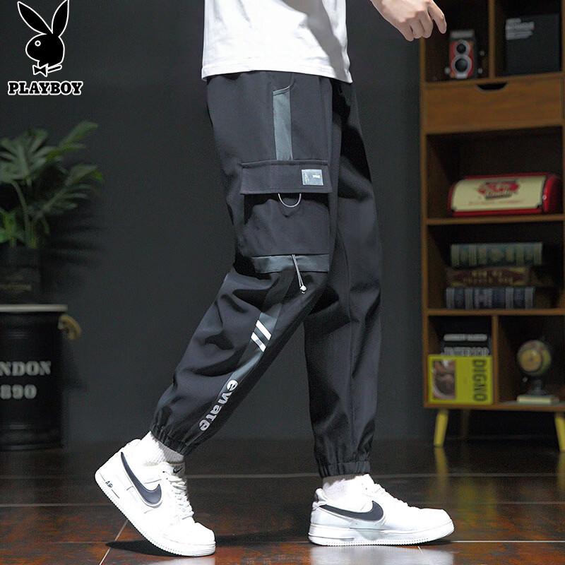 PLAYBOY Men's Loose Fit Cargo Jogger Pants
