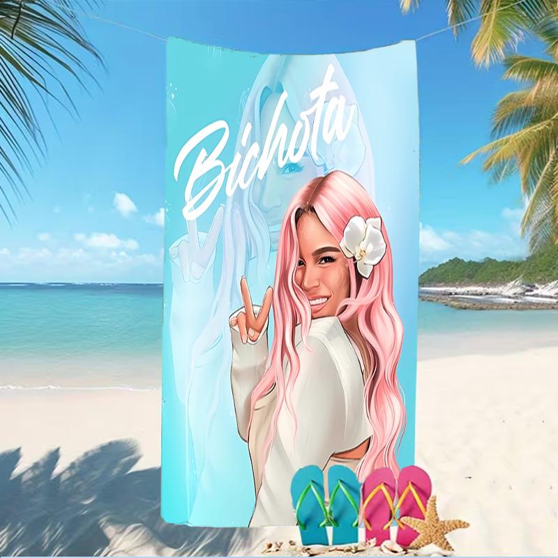 Beach Towel with Karol G Pattern - soft,absorbent,machine washable Lightweight&Modern,swimming,Travel Essentials
