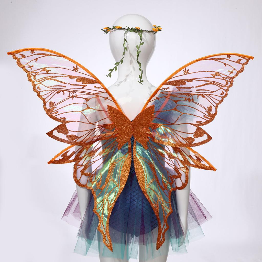 Костюм «Крылья бабочки и эльфийские уши» — полный набор аксессуаров для взрослых и детей, идеально подходящий для ролевых игр в стиле феи, маскарада и Хэллоуина.