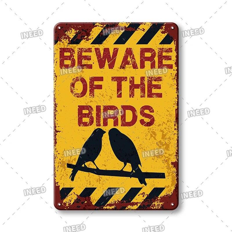 BEWARE OF Dog Cat Chicken Retro Plaque Metal Tin Signs Garden Yard Home Decoration Caution Kraken Plate Animal Warning Sign