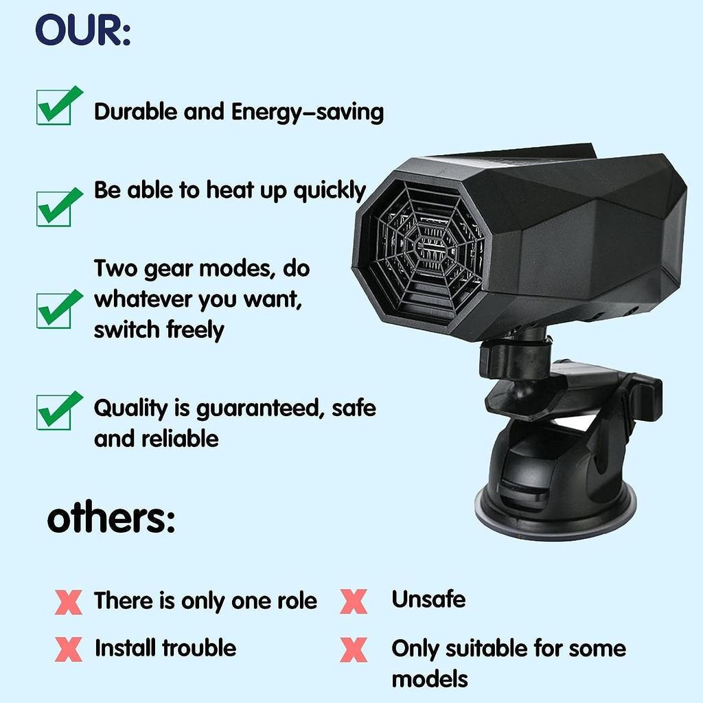 Автомобильный обогреватель 12 В 150 Вт портативный обогреватель ветрового стекла 2 в 1 быстрый вентилятор обогрева ветрового стекла автомобиля с присоской